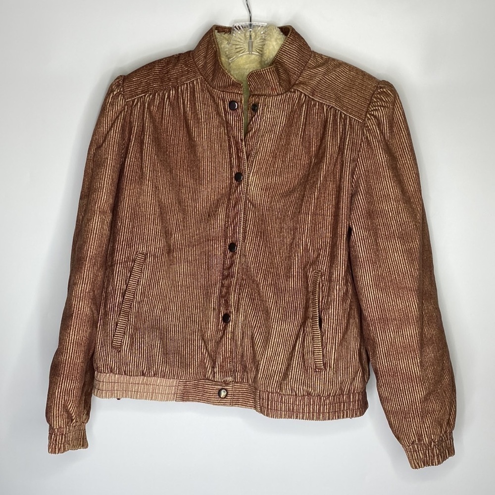 Vintage City Limits Rusty Brown Sherpa Lined Button Jacket Large 70s